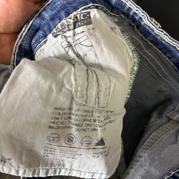 Western Blue Denim Jean Pant Women 30 Blue Embroidered Indie Rock Riding Bootcut - Picture 8 of 15